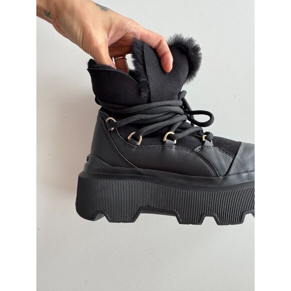 NWOB INUIKII Endurance Trekking Black Leather Shearling Winter Boots, Size 36 - Picture 4 of 16